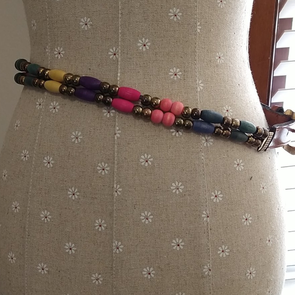 VTG Colorful Wooden Bead Belt - Picture 2 of 4